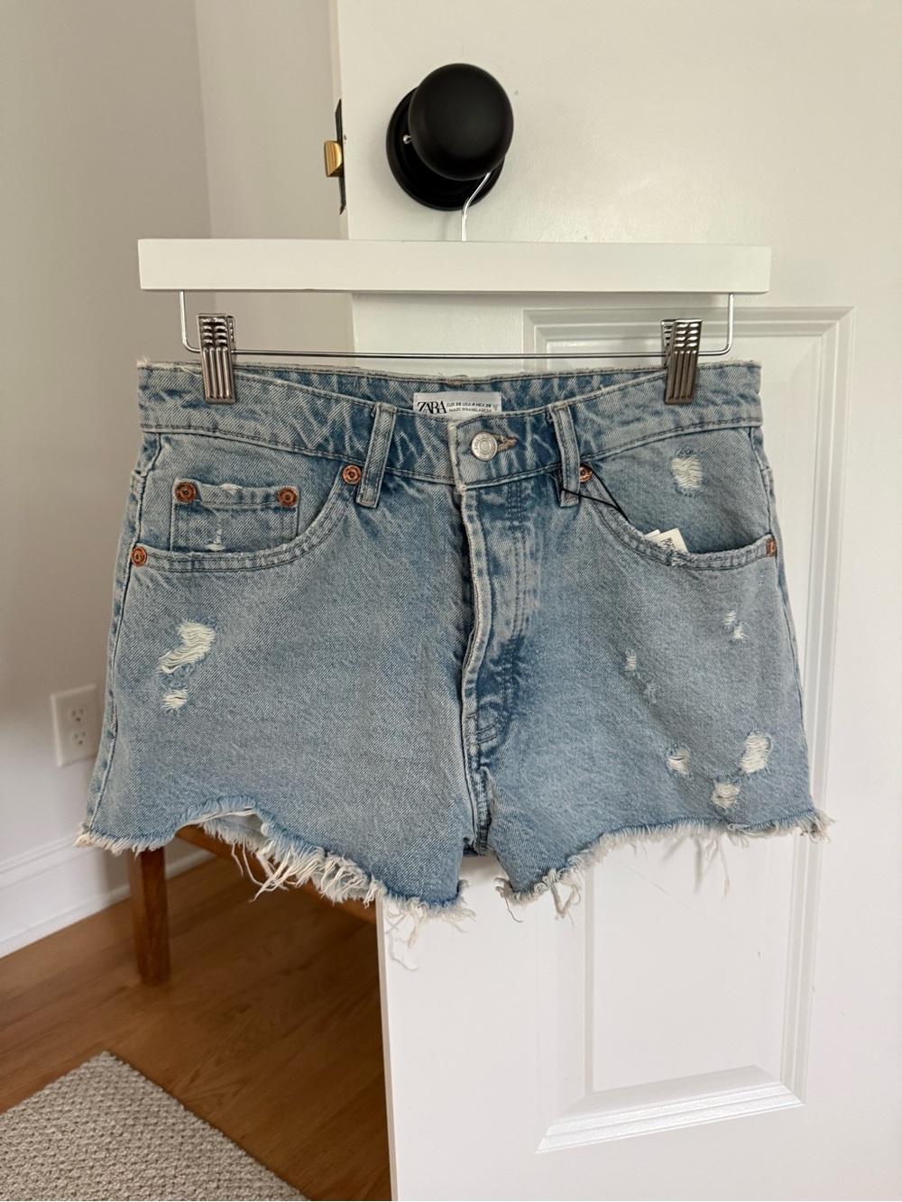 Zara Light Blue Distressed Jean Shorts / NWT